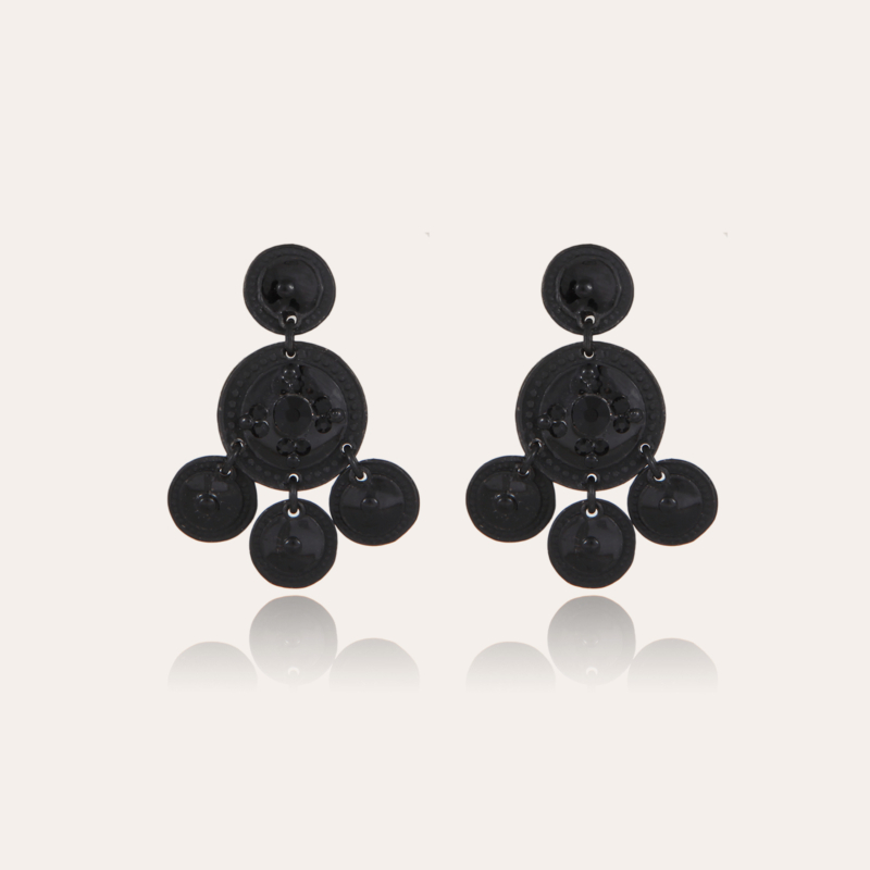 Sequin two rows earrings black
