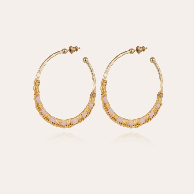Bako hoop earrings raffia small size gold