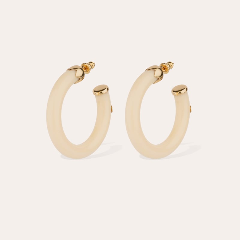 Caftan hoop earrings small size acetate - Ivory