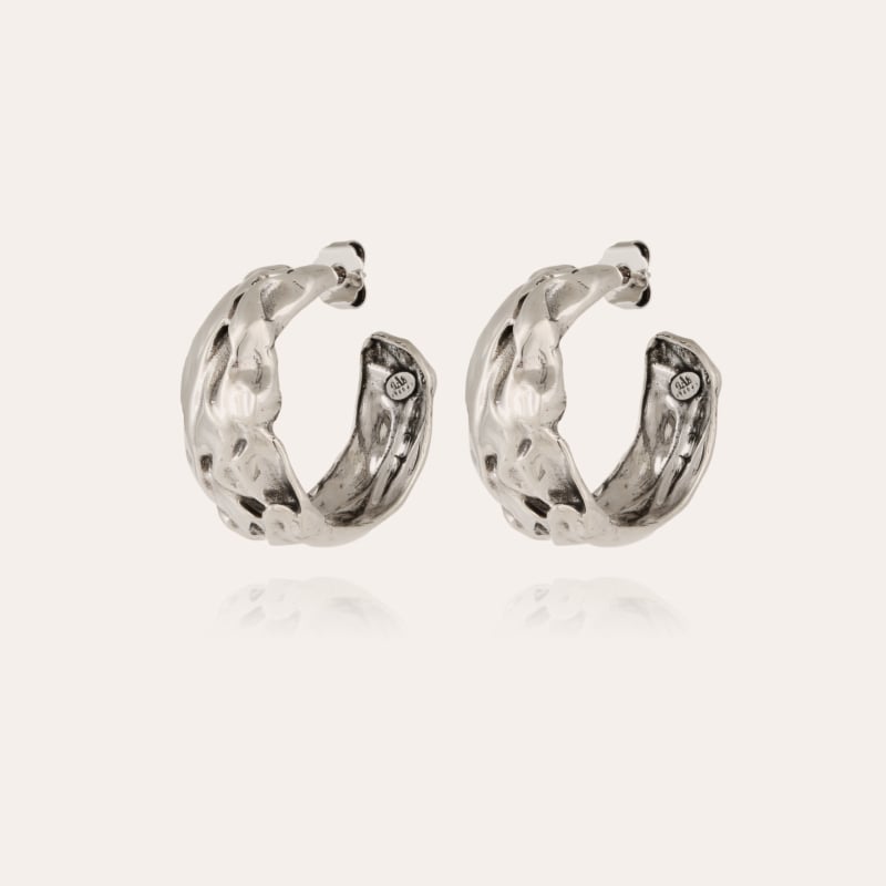 Compression hoop earrings silver
