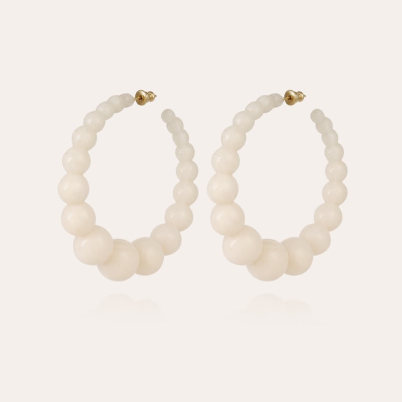 Andy hoop earrings acetate gold - White