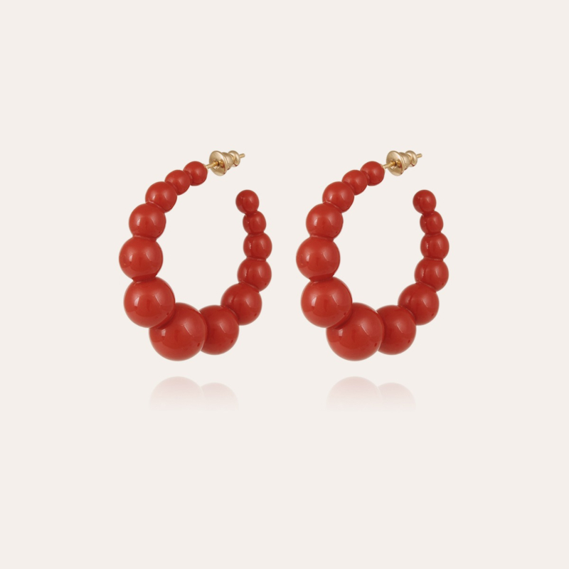 Andy hoop earrings small size acetate - Red