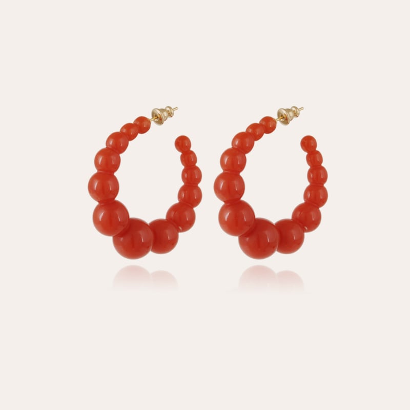 Andy hoop earrings small size gold - Dark red