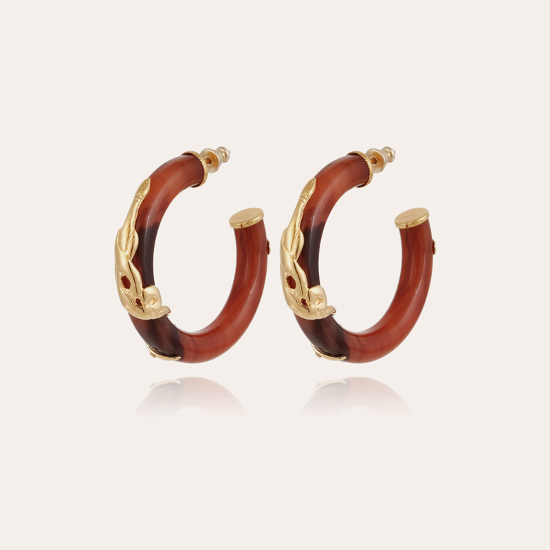 Cobra hoop earrings small size acetate gold - Brick
