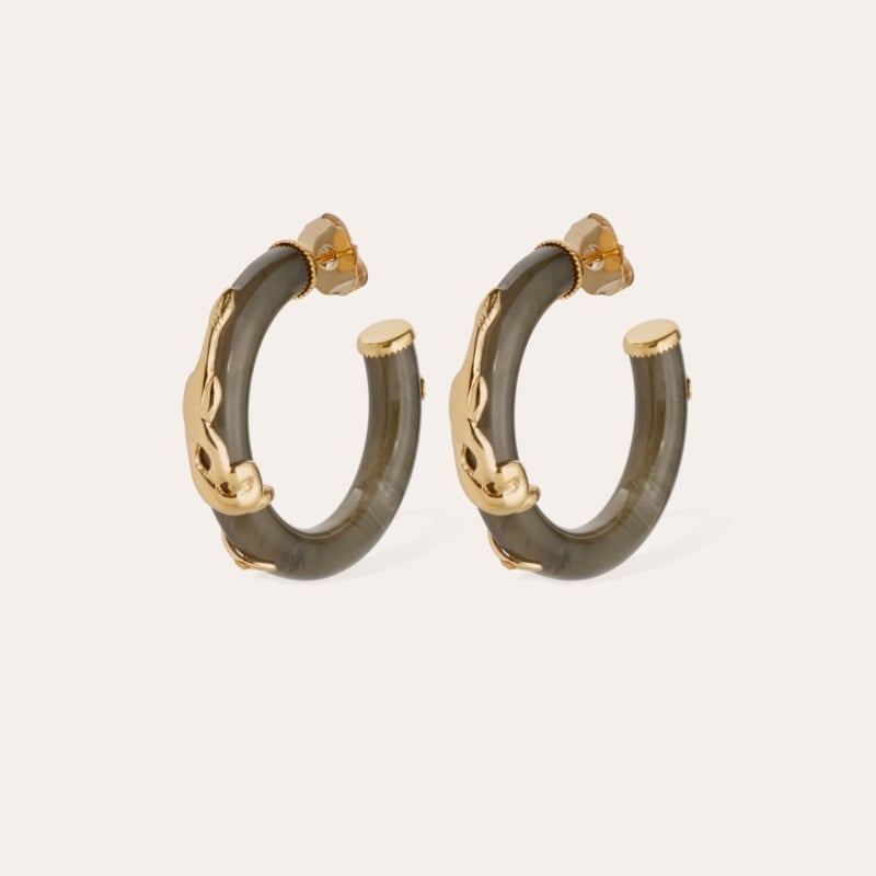 Cobra hoop earrings small size acetate - Grey