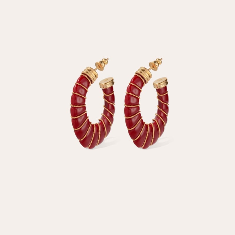 Cyclade earrings small size acetate - Red