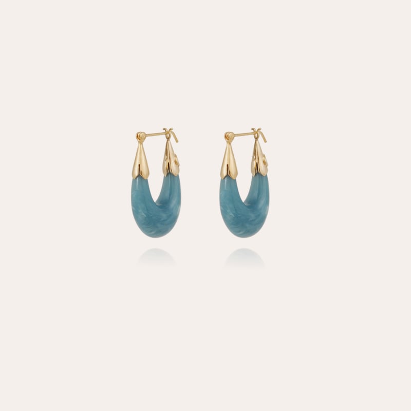 Ecume earrings small size acetate gold - Blue