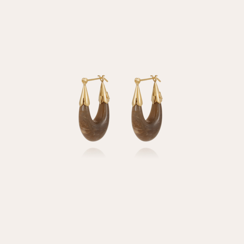 Ecume earrings small size acetate gold - Taupe