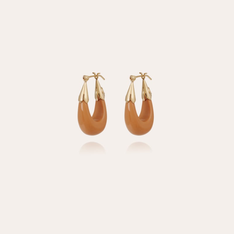 Ecume earrings small size gold - Peach