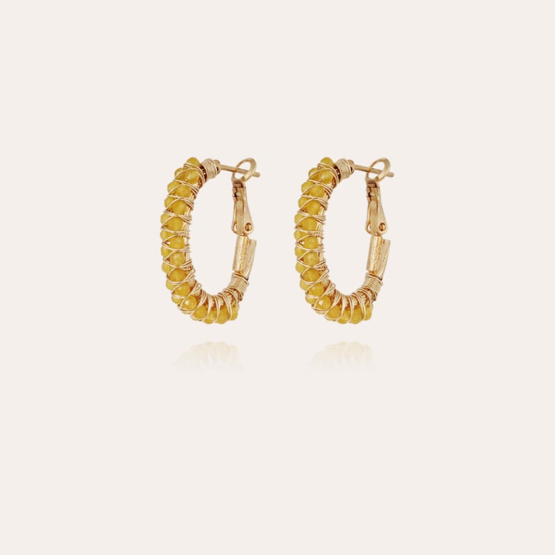 Lyre hoop earrings gold