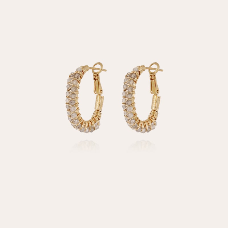 Lyre hoop earrings gold - Labradorite
