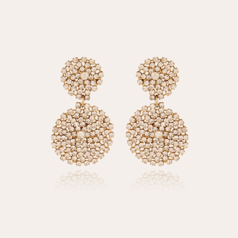 Boucles d'oreilles Onde Lucky strass petit modèle dorées