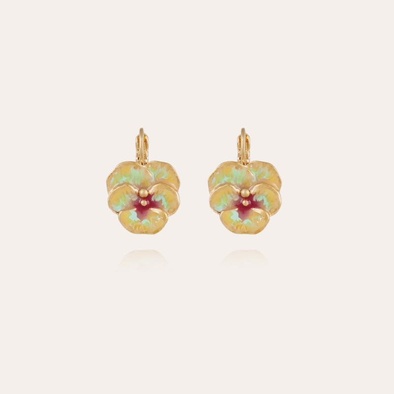 Pensee enamel earrings small size gold