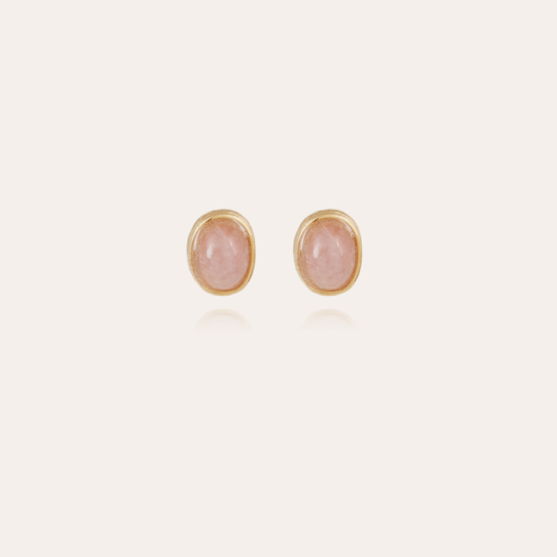 Ovo studs earrings gold - Pink Quartz