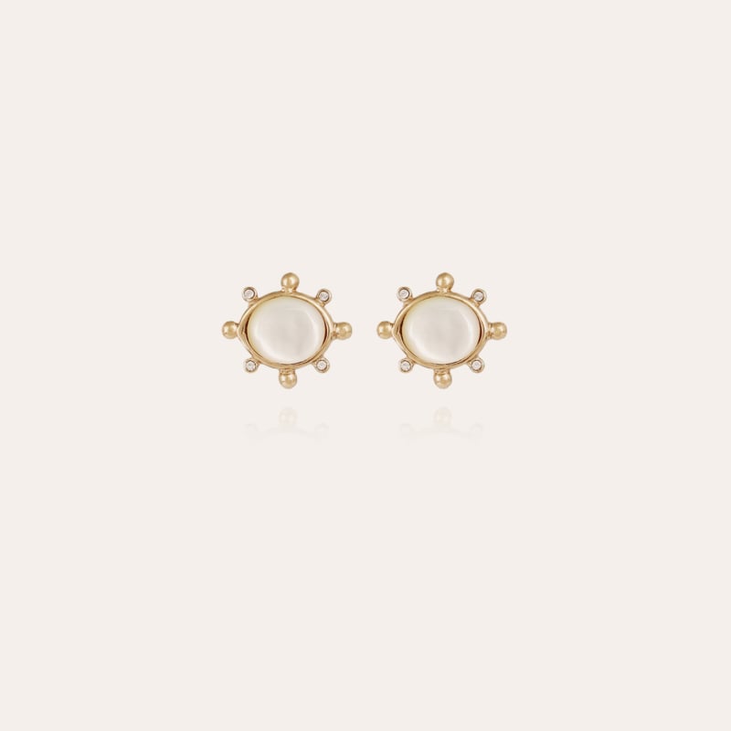 Tiki studs earrings small size - White Mother-of-pearl
