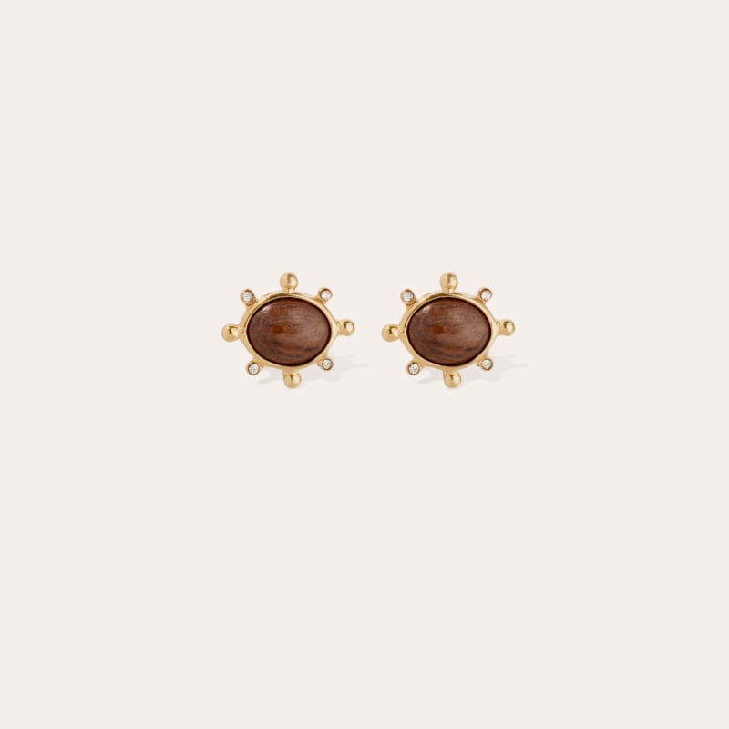 Tiki studs earrings small size - Wood