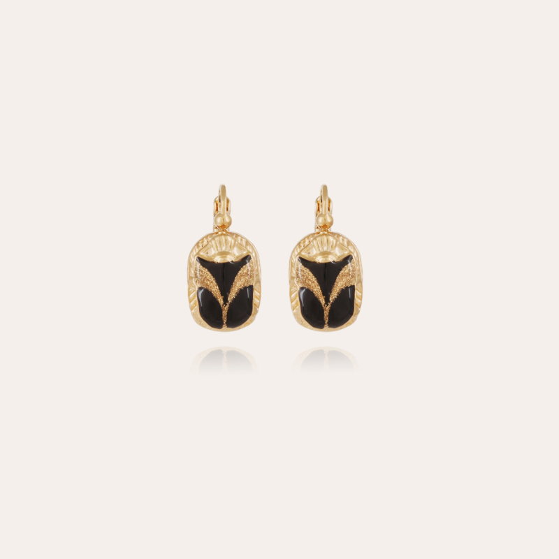 Scaramouche enamel earrings gold