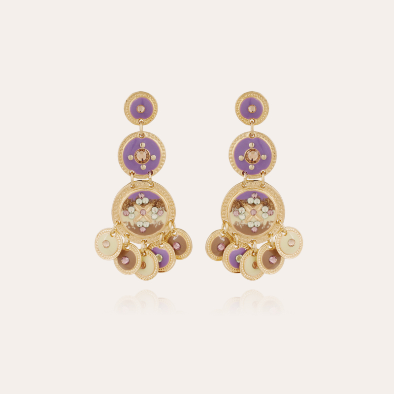 Sequin triple rows earrings gold