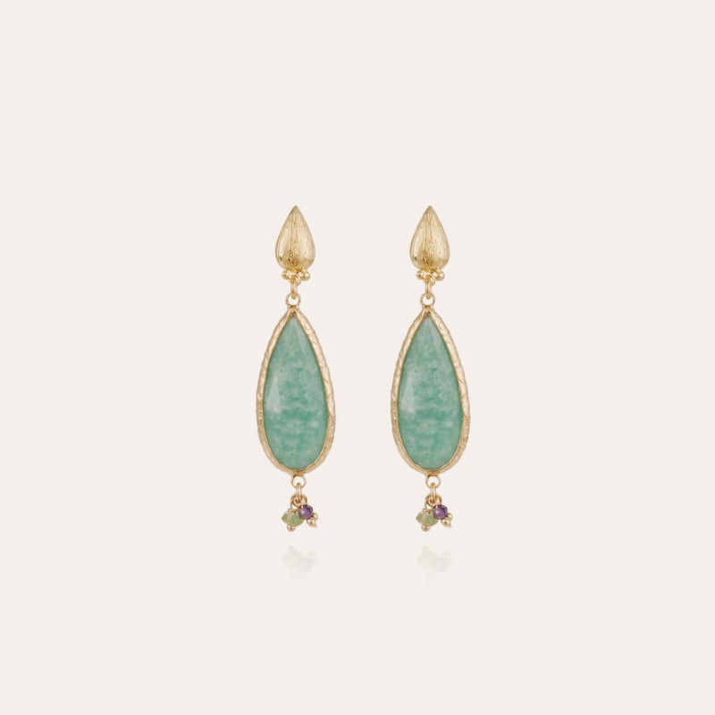 Serti Goutte earrings small size gold - Amazonite