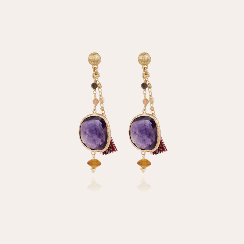 Serti Pondicherie earrings small size gold - Amethyst