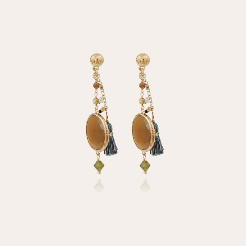 Serti Pondicherie earrings small size gold - Yellow Calcite