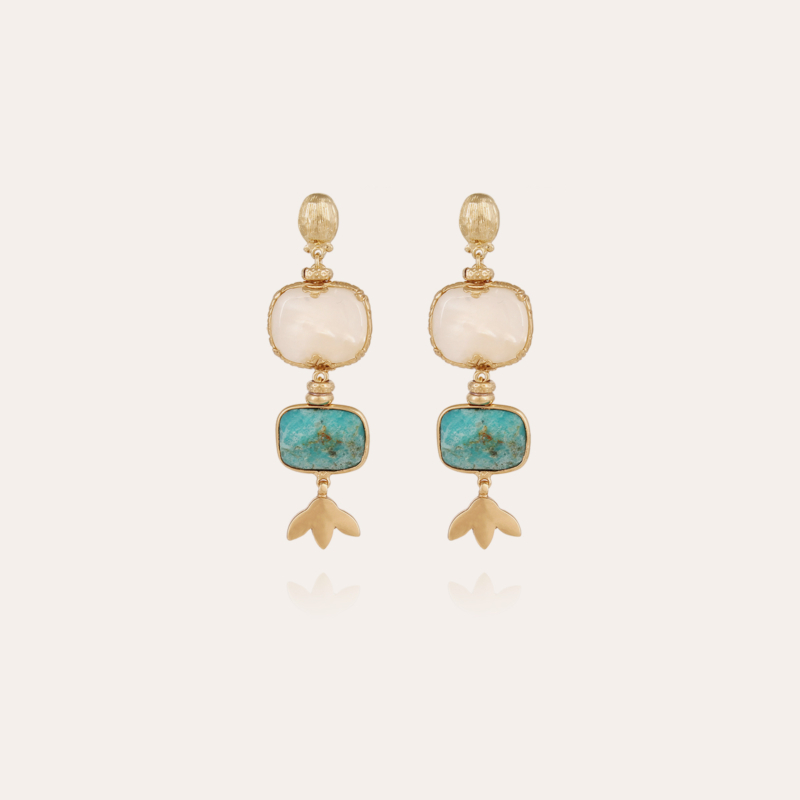 Silene earrings small size gold - Turquoise