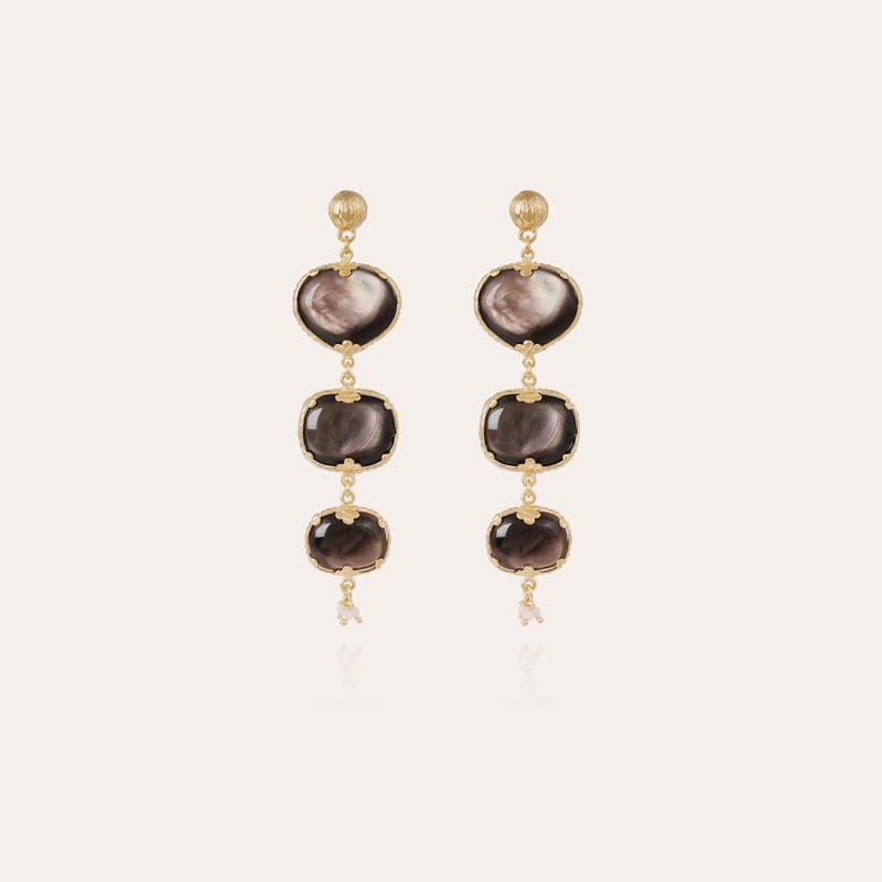 Silene mother-of-pearl earrings gold - Grey Mother-of-pearl