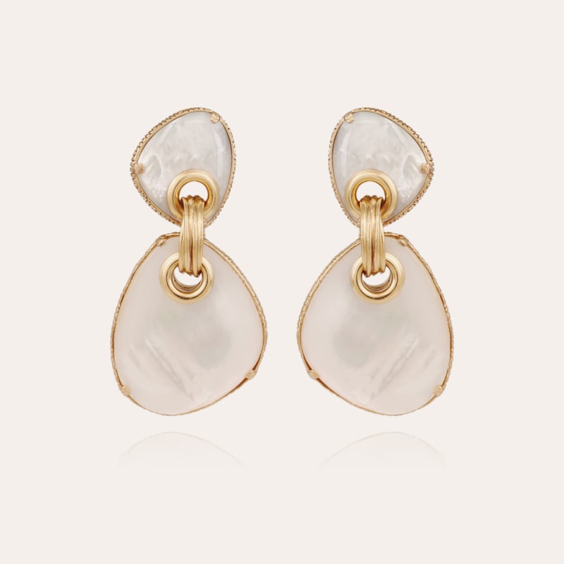 Silia earrings large size gold - White mother of pearl