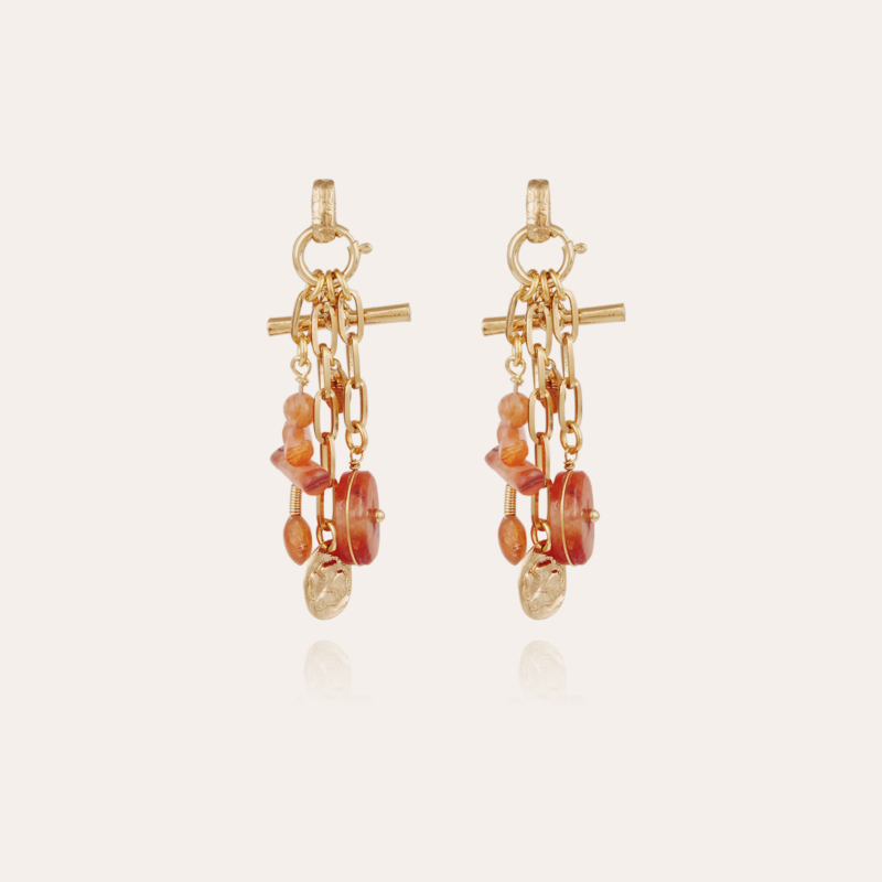 Sueno earrings gold - Carnelian