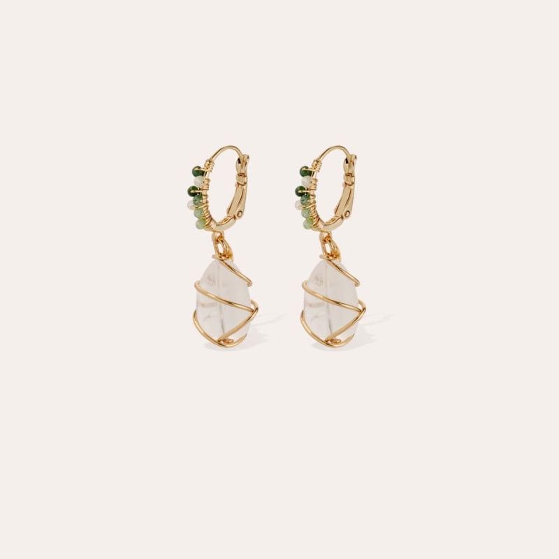 Tao Rainbow beads earrings - Green Quartz