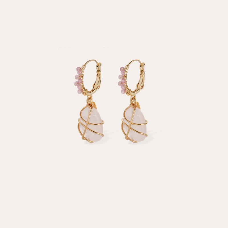 Tao Rainbow beads earrings - Pink Quartz