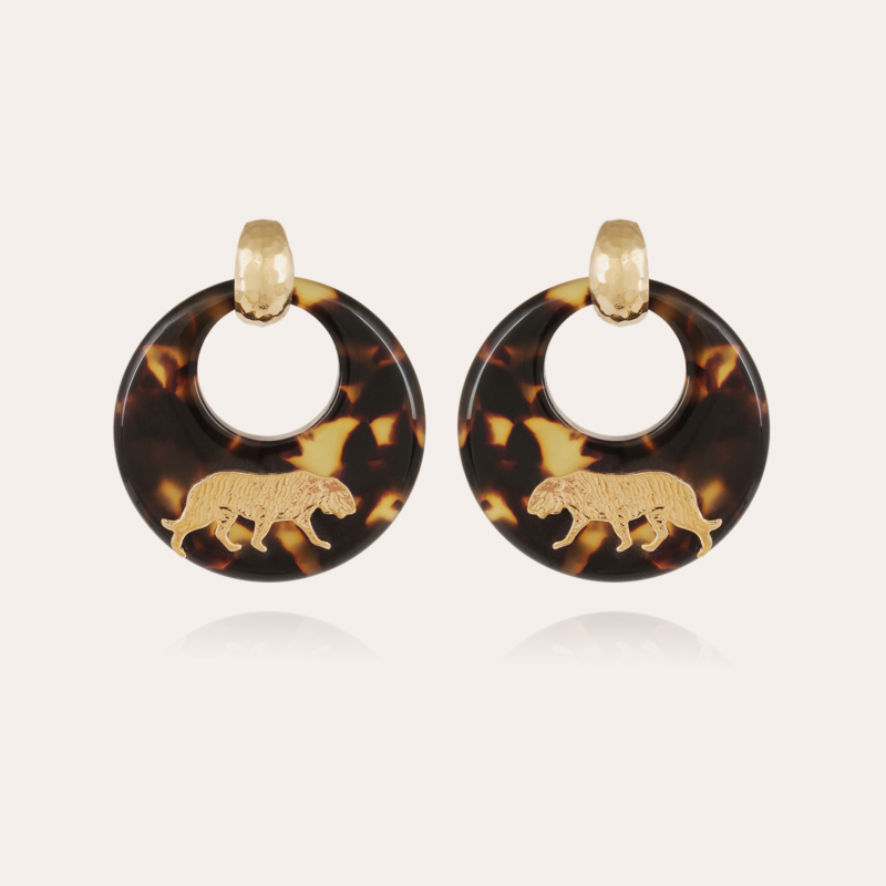 Tiger earrings acetate gold - Tortoise