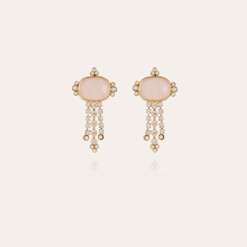Tiki earrings gold - Pink Quartz
