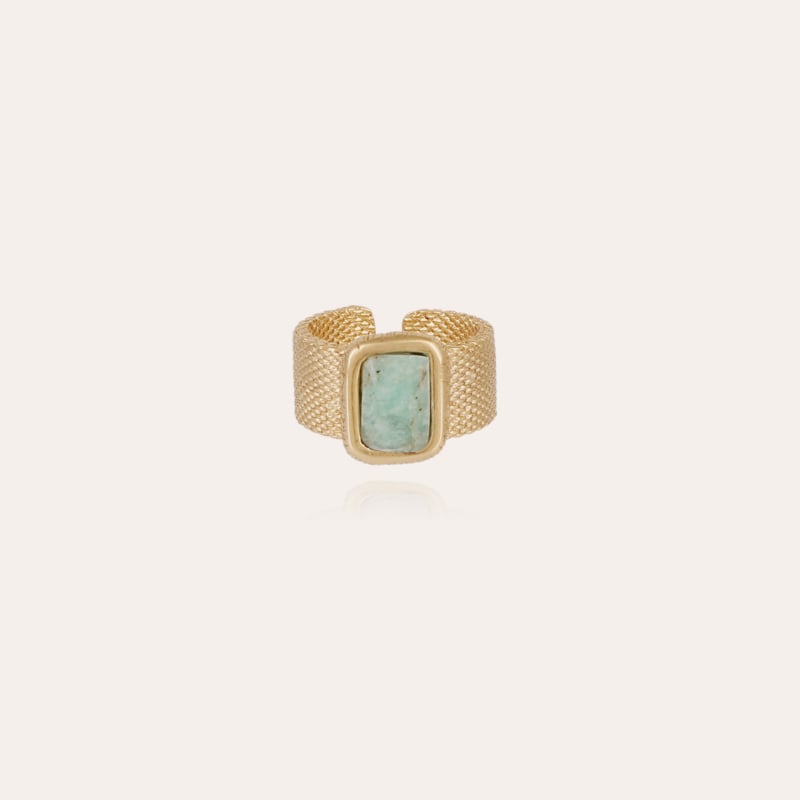 Totem Pierre ring large size gold - Amazonite