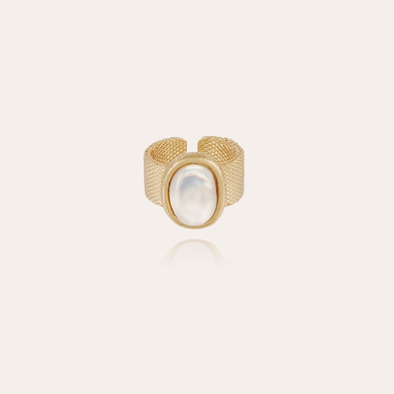 Totem Ovo ring large size gold - White Mother-of-pearl