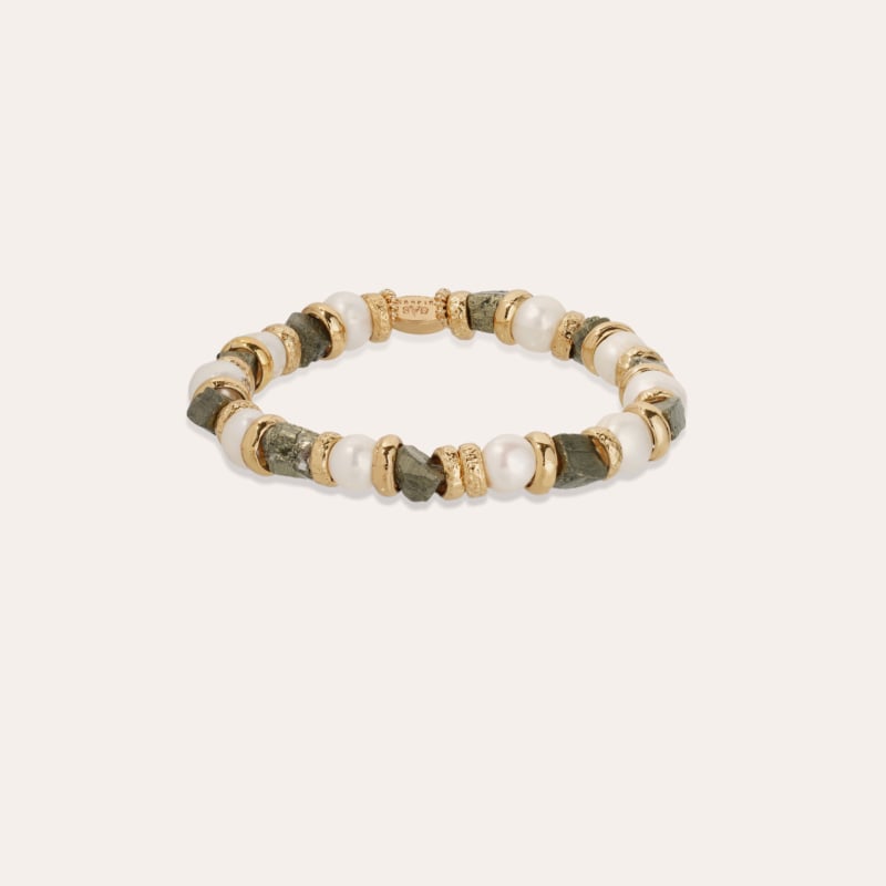 Jamie bracelet - White Mother-of-pearl & Pyrite