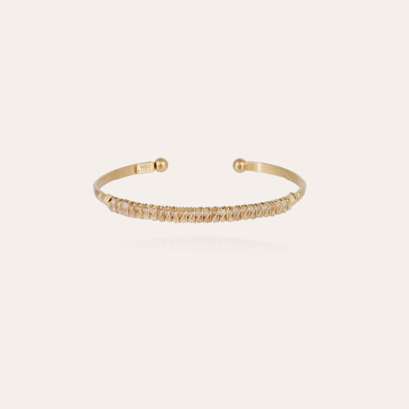 Lyre bangle bracelet small size gold - Pink Quartz