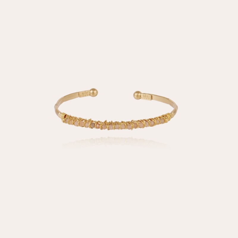 Lyre bangle bracelet small size - Pink Quartz
