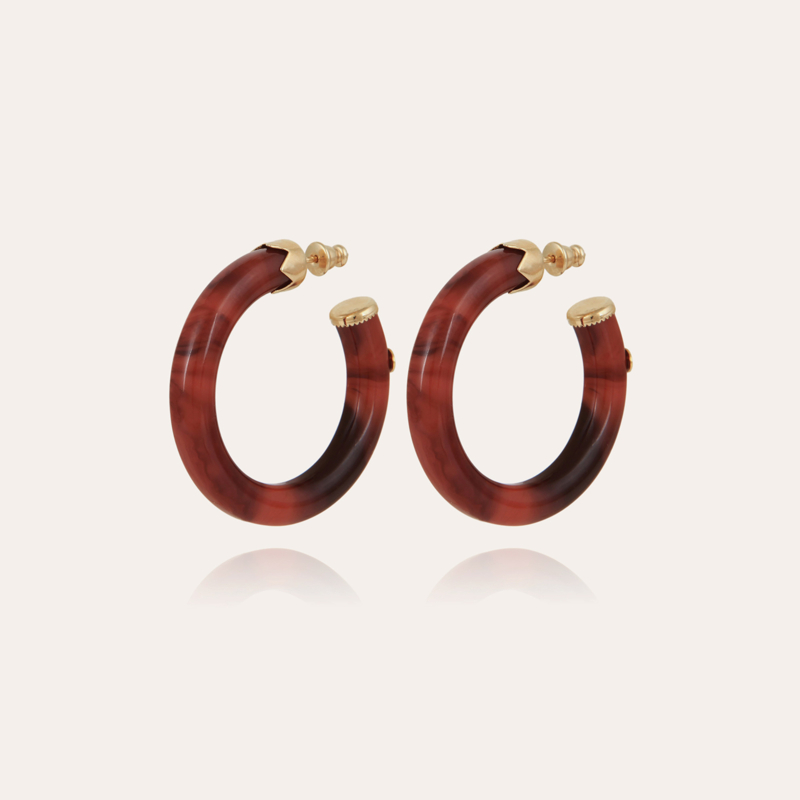Caftan hoop earrings small size acetate gold - Brick