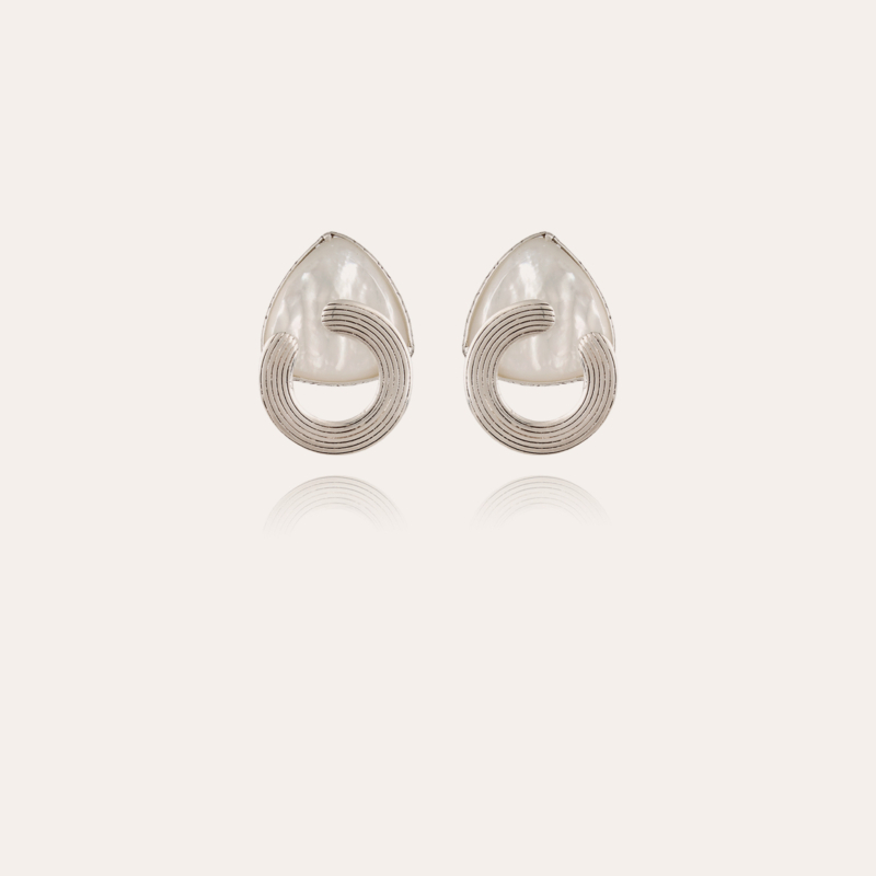 Anemone earrings silver - White Mother-of-pearl
