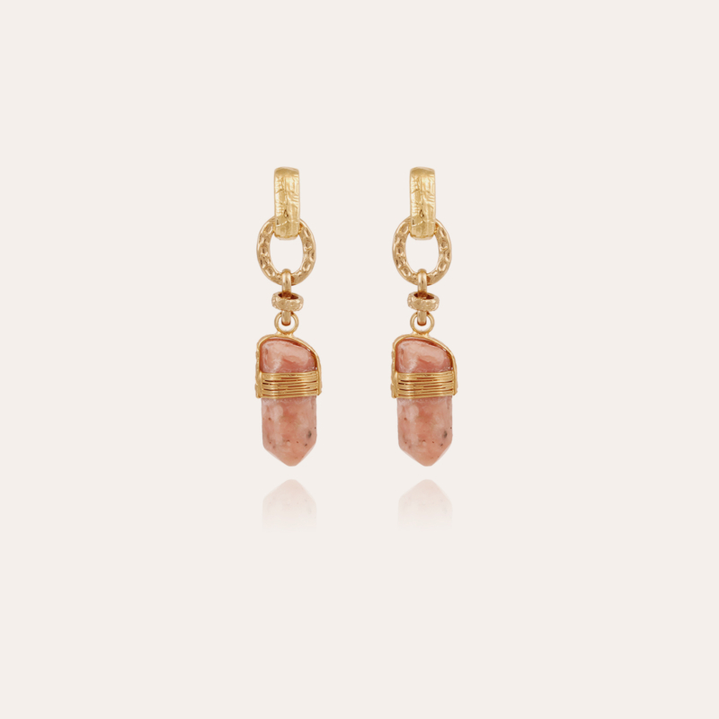 Aventura earrings gold - Pink Calcite