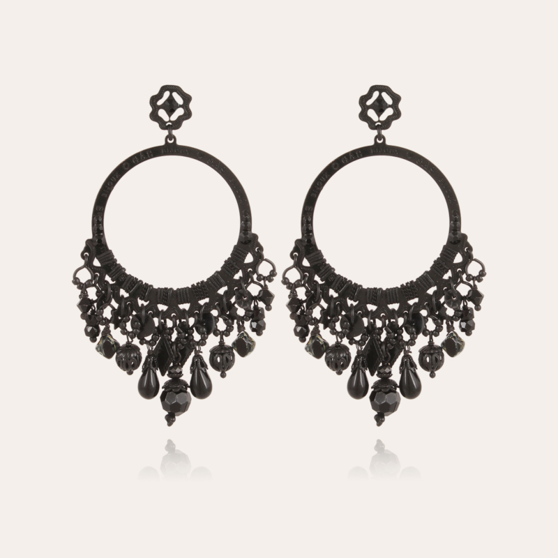 Cécile Serti earrings small size black 