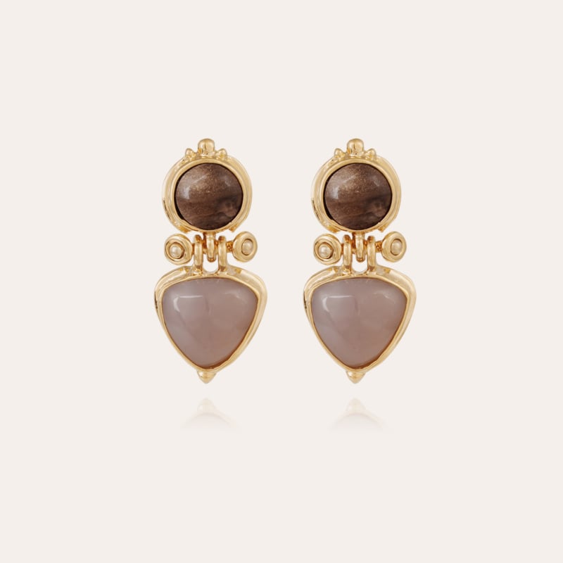 Colorado earrings gold - Wood & grey Caclite