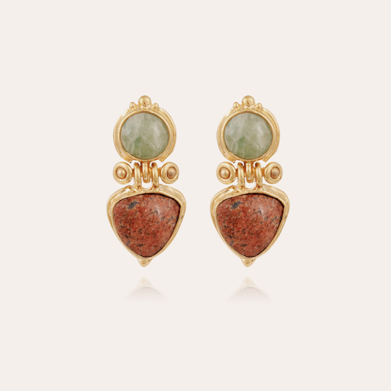 Colorado earrings gold - Amazonite & Red Marble