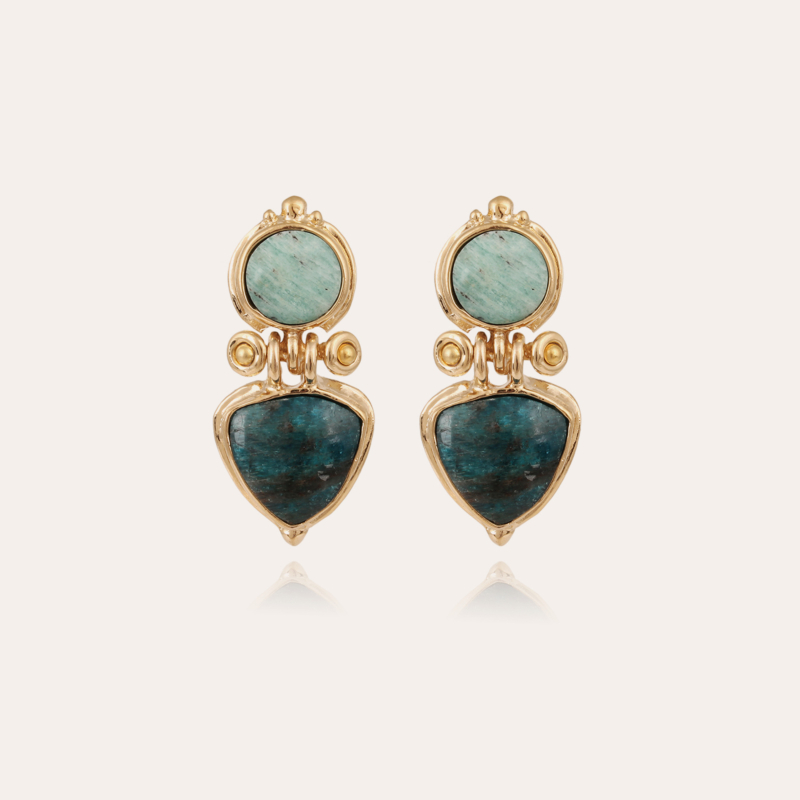 Colorado earrings gold - Amazonite & Blue apatite