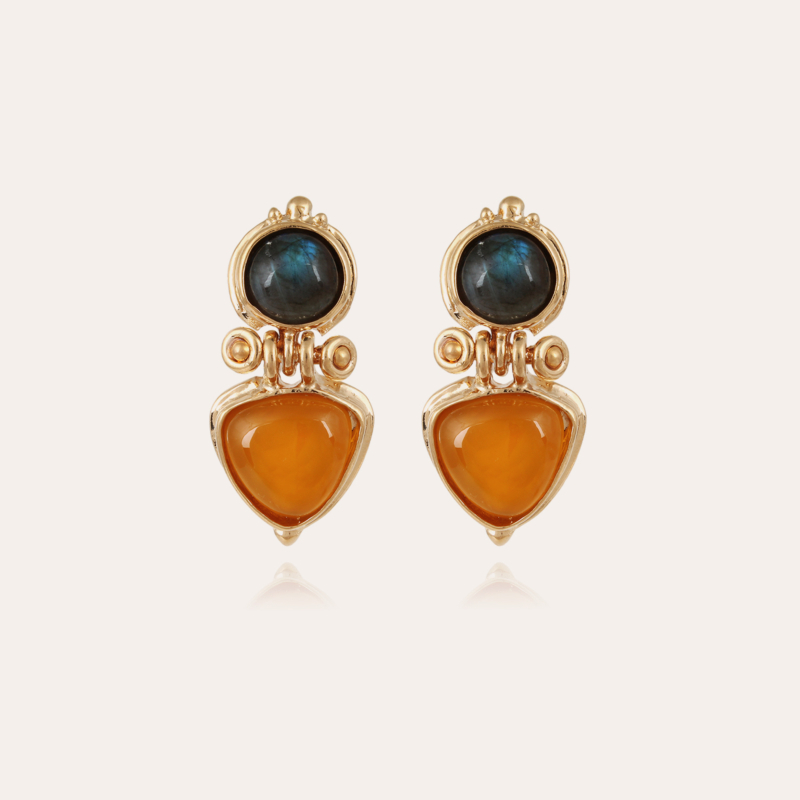 Colorado earrings gold - Labradorite & Cornaline