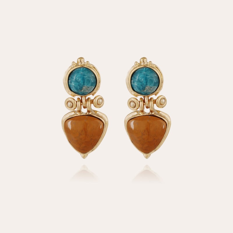 Colorado earrings gold - Blue Apatite