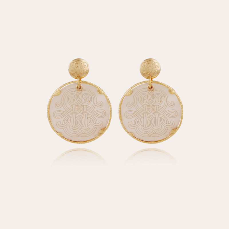 Sun Diva earrings mother-of-pearl large size gold