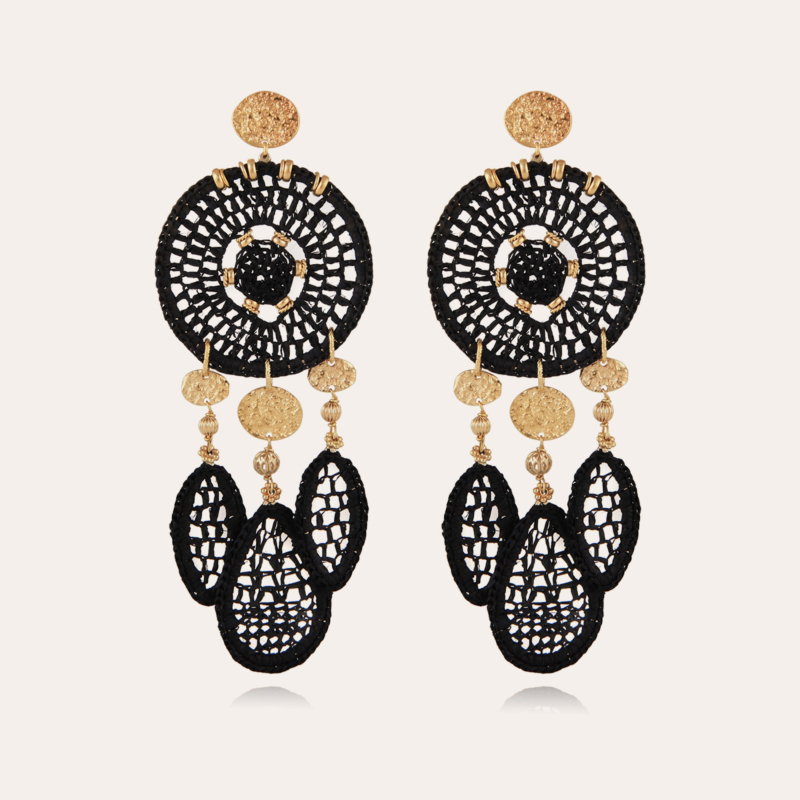 Fanfaria raffia earrings gold