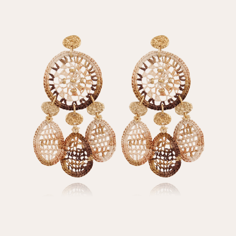 Fanfaria raffia earrings small size gold